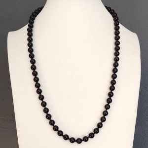 Monet single strand black glass beaded necklace